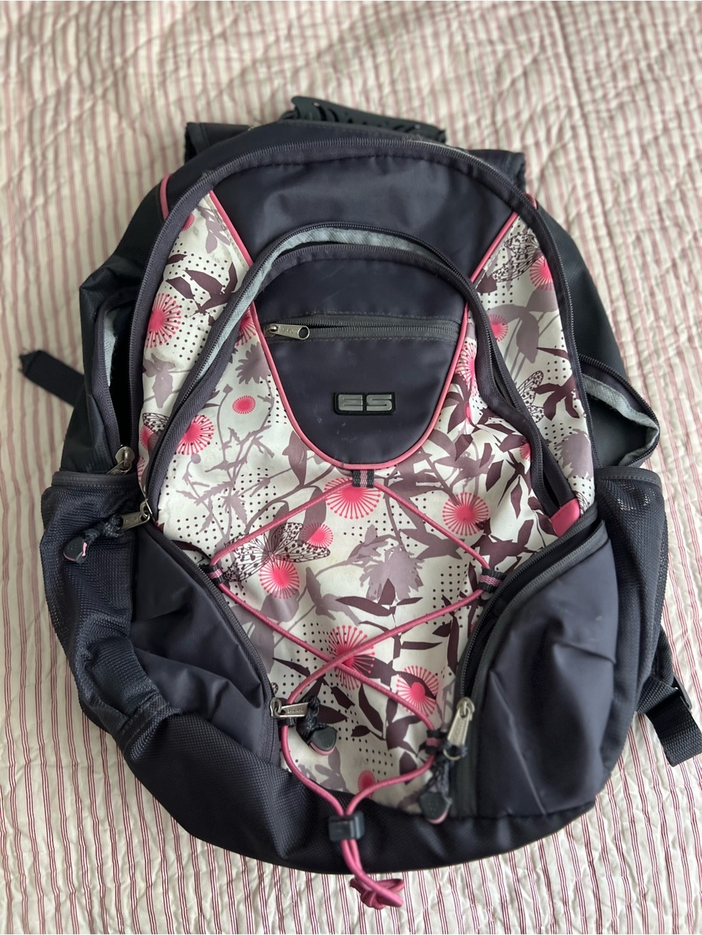 ES Floral Grey and Pink Backpack